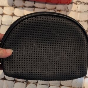 Elegant Black Perforated Cosmetic Bag